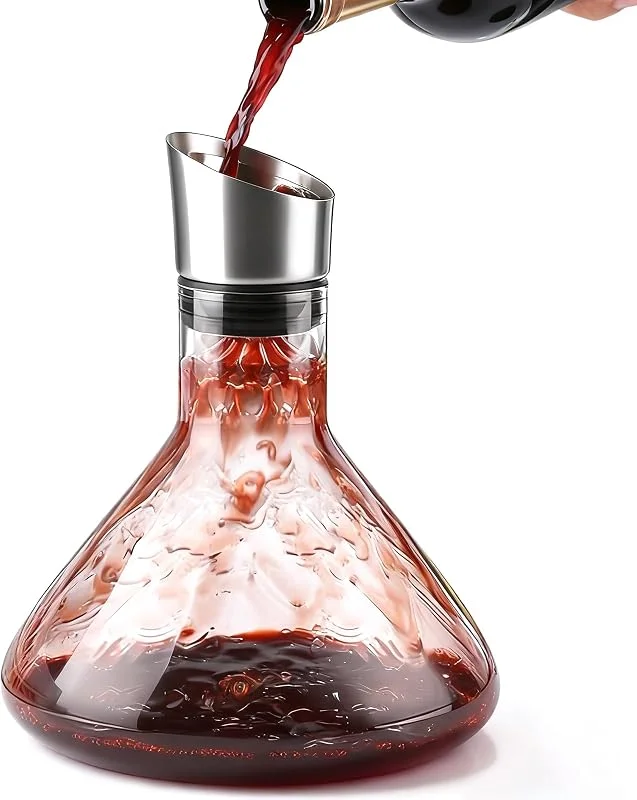 FARYODI Decantador de vino tinto con aireador, 1500 ml, jarra de vino sin goteo, decantador de vino con filtros, decantador de vino, regalos para suegros y amantes del vino — Vino y mesa festiva