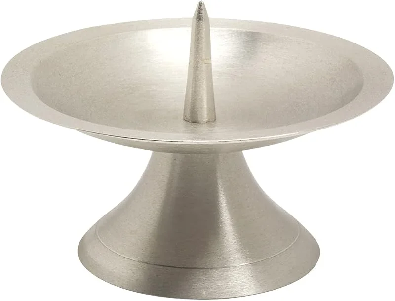 Visita la tienda de NKlaus NKlaus Candelabro de disco Ø11cm Candelabro de latón plateado mate Candelabro de altar con pincho 10726 — Cena a la luz de velas