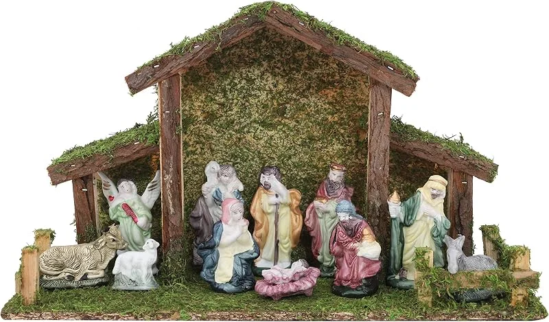 Toyland® Belén de Navidad Tradicional - Establo con 11 Personajes de la Natividad - Decoraciones navideñas — Decoracion Navidad
