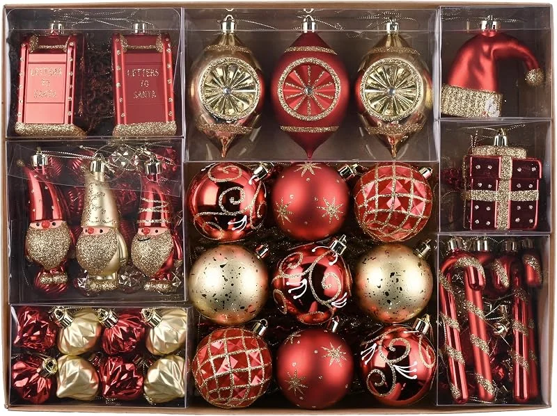 Visita la tienda de Valery Madelyn Valery Madelyn Bolas De Navidad, 100 Unidades, Decoración Navideña con Colgador, Adornos Tradicionales Rojos Y Dorados para Decoración De Árbol — Decoracion Navidad