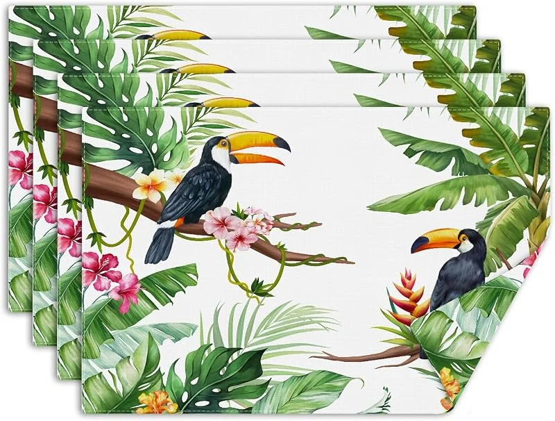 Visita la tienda de comfoyar comfoyar Juego de 4 Manteles Individuales Selva Tropical Natural, Salvamanteles Individuales de Manteles Lavables Tucán Rama Hoja para Cocinas y Comedores Fiestas Decoración de Mesas 30 x 45 cm — Hogar y cocina