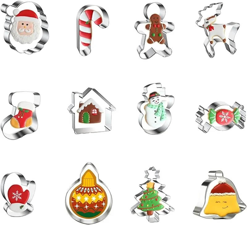 SIMEIXI Set De Cortadores De Galletas Navideñas, 12 Piezas Cortadores De Galletas Navideñas, Cortadores De Galletas Navideñas De Acero Inoxidable — Hogar y cocina