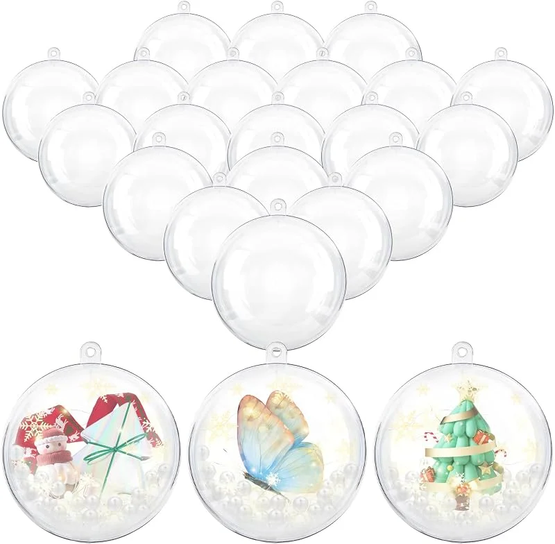 Visita la tienda de Uten 20 x Bolas de Navidad Forma Redonda Acrílico Transparente para Decorar el arbol de Navidad (5cm) no Incluye Cuerda — Decoracion Navidad