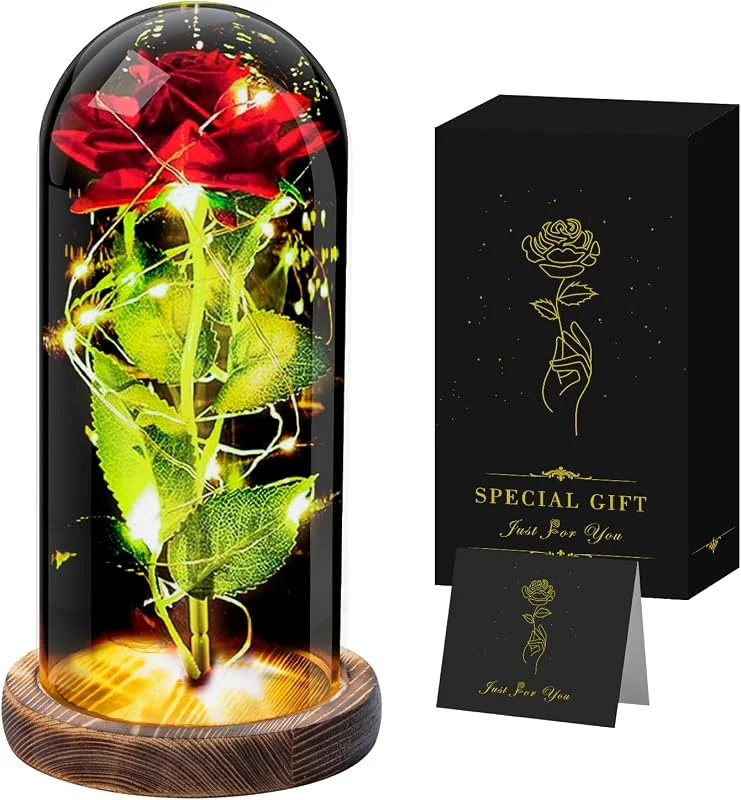 Seachrgif Rosa Eterna Rojo, Regalo Navidad Mujer, Rosa Bella y Bestia — Adviento y mesa