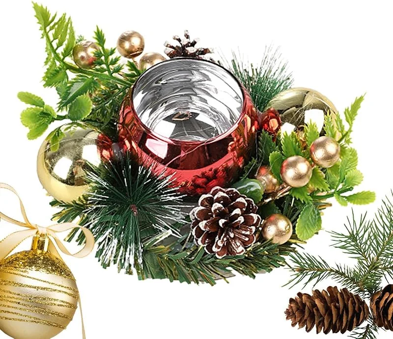 Amesor Portavelas navideño Decoración Rústica de Sobremesa con Figura — Cena a la luz de velas
