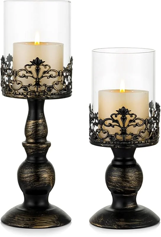 Visita la tienda de Sziqiqi Sziqiqi Portavelas de Columna, Negro, para Velas de Pilar, Lote de 2 — Adviento y mesa