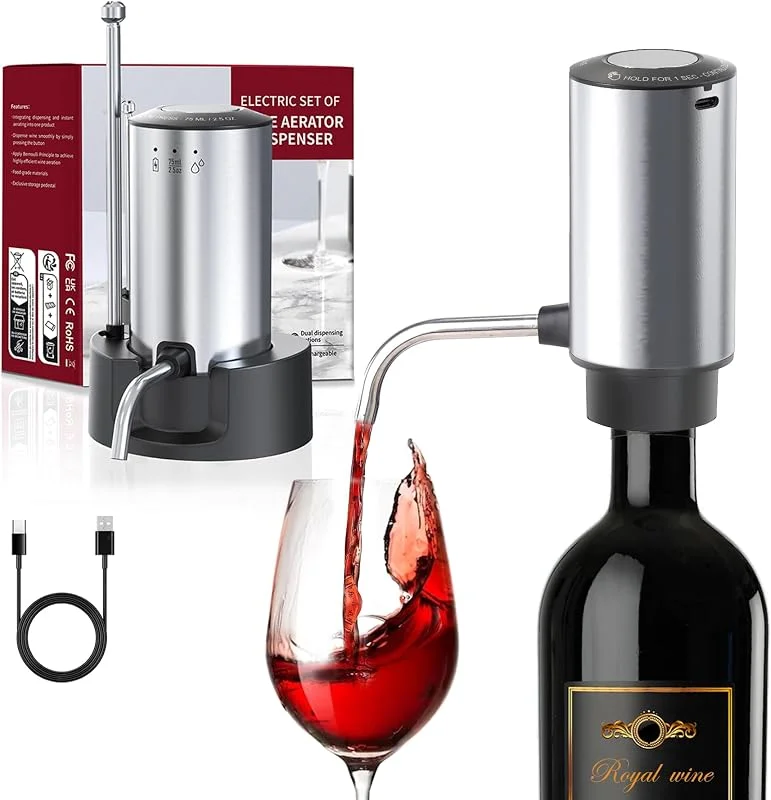 Visita la tienda de BANGDILS Aireador de vino eléctrico, Vertedor con control de porción — Vino y mesa festiva