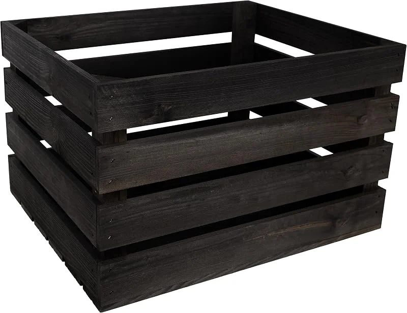 Visita la tienda de Creative DECO Creative DECO Caja de Madera Natural Decorativa Negra, 50 x 40 x 30 cm — Envoltorio regalo