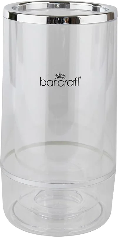 Visita la tienda de Bar Craft BarCraft Enfriador de Vino Aislado, Botella Individual, Acrílico con Detalle Cromado, 12 x 12 x 23cm, Transparente, Acero — Vino y mesa festiva