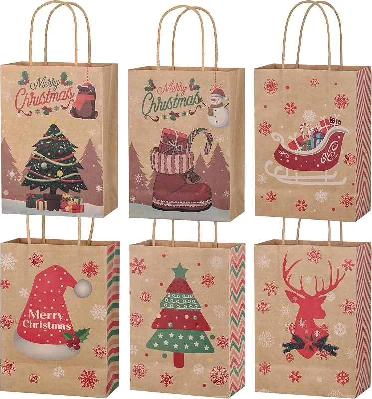 Visita la tienda de JIANTA JIANTA 24 Piezas Bolsas de Papel Navidad, Bolsas de Regalo Kraft pequeñas — Envoltorio regalo