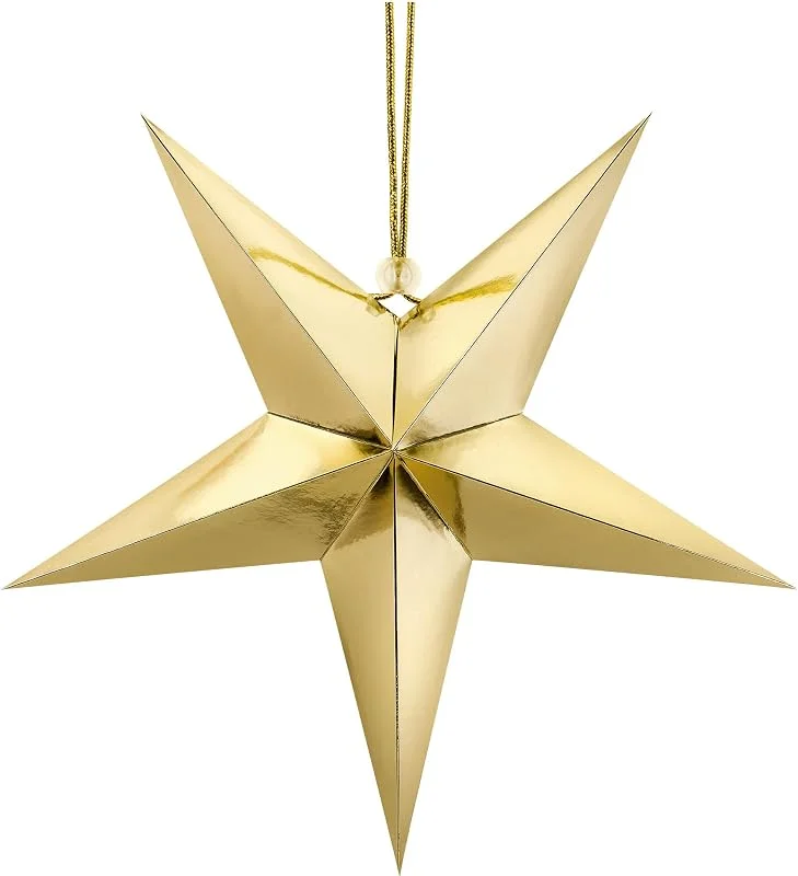 Libetui Estrella Dorada de Cartón de 70 cm, Decoración de Navidad 3D Plegable de Bricolaje — Decoracion Navidad
