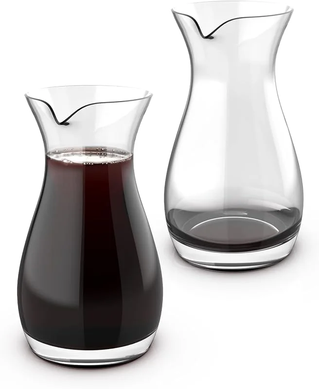 NUTRIUPS Mini jarra de vino de vidrio hecha a mano de 11 onzas para medir bebidas, juego de 2 — Vino y mesa festiva
