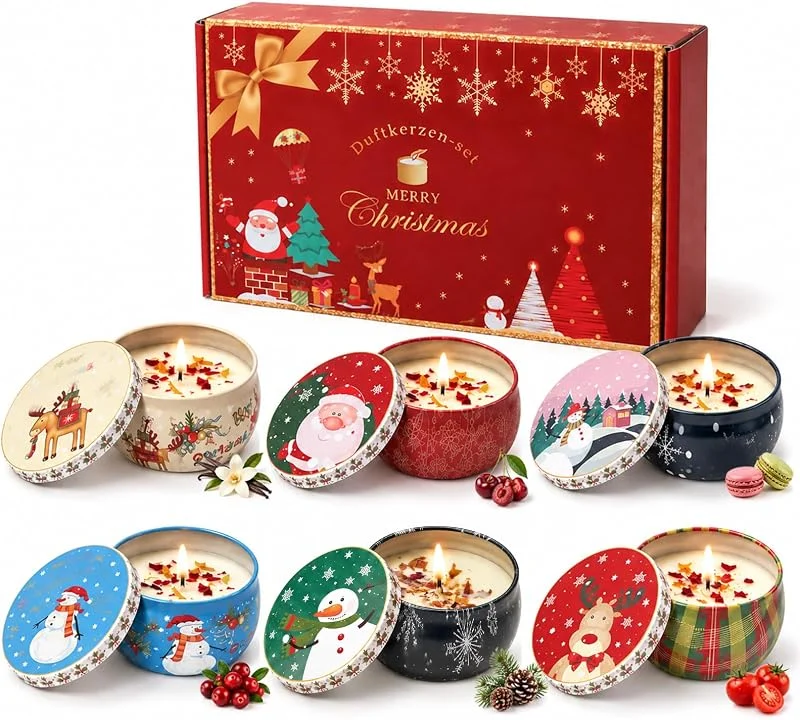 Fancysky Velas Aromáticas, Set 6 Velas de Navidad en Cera de Soja — Cena a la luz de velas