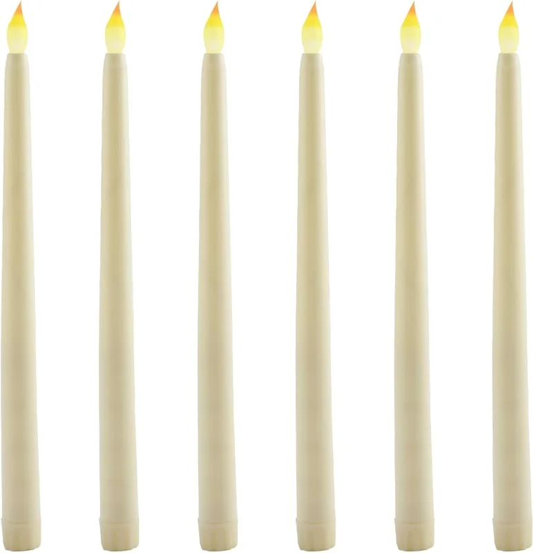 BakeWhiz 6 Piezas de Velas LED de Varilla, Velas Sin Llama Puntiagudas, Velas de Mesa y Candelabro Operadas con Baterías, Ideales para Navidad, Boda y Fiesta — Luces Navidad
