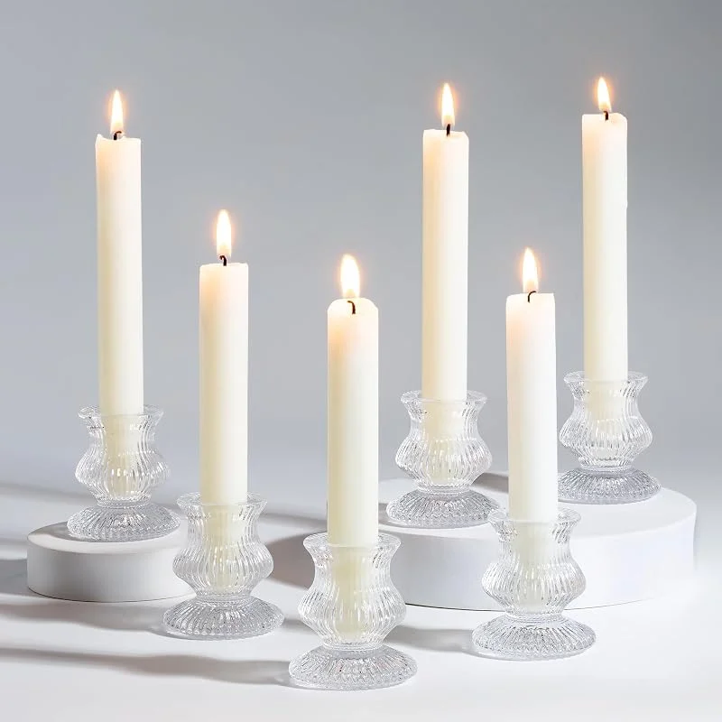 Romadedi Juego de 20 portavelas de cristal acanalado, transparente, 6 cm — Adviento y mesa