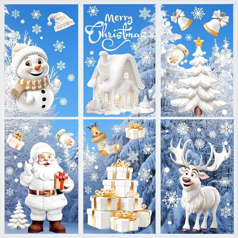 Visita la tienda de Nepfaivy Nepfaivy Pegatinas Navidad Ventana, 9Hojas Vinilos Navidad Reutilizable PVC — Envoltorio regalo