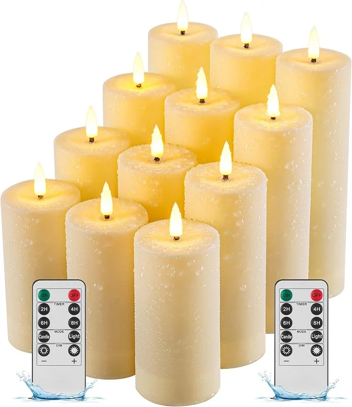 Visita la tienda de Da by Da by 12 Velas LED Marfil Impermeables, Llama Parpadeante Realista, 2 Mandos a Distancia, 4 Tamaños Surtidos D.5, 5cm, Resistente Calor y Lluvia, Reutilizables para Interior y Exterior — Luces Navidad