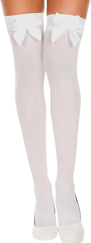 BIRLOZA 1 Par de Medias Overknee Mujer Sexy Accesorios para Disfraz Navidad Calcetines Altos (Muslo) (Blanco) — Ropa Navidad