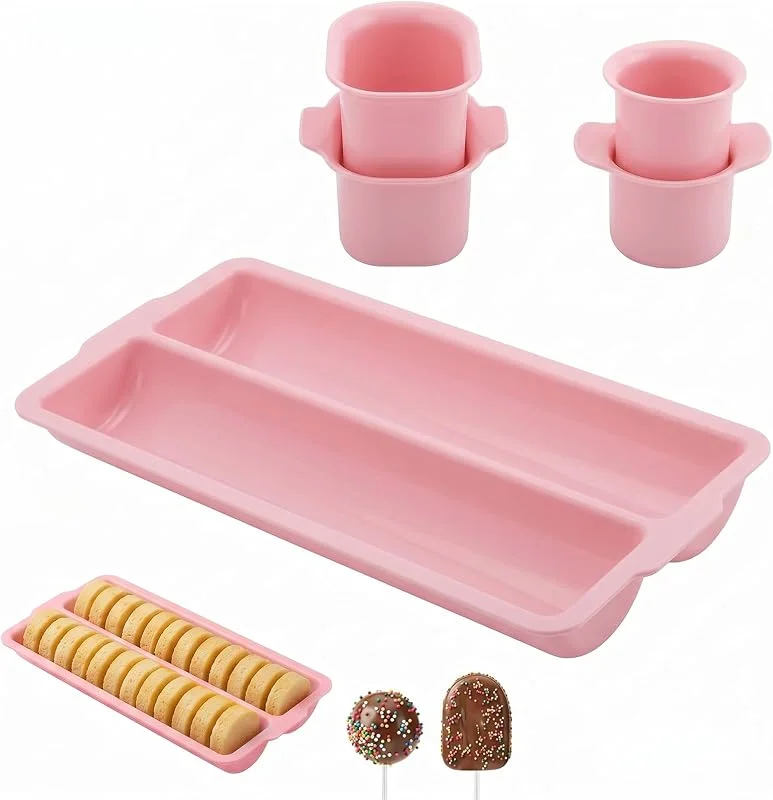 YUSHWENPTY Juego de Moldes para Cake Pops con Bandeja de 9 Pulgadas Cortador y Empujador Redondo Cupcake Molde para Tartas para Hornear en Casa Cumpleaños Fiestas Bodas (Rosa) — Hogar y cocina
