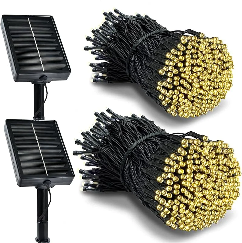 Litark 2 Paquete Guirnaldas de Luces Exterior Solar, 10M 100 LED Luces Navidad Solar, 8 Modos, Impermeable, Decoración para Jardín, Terraza, Patio (Blanco Cálido)