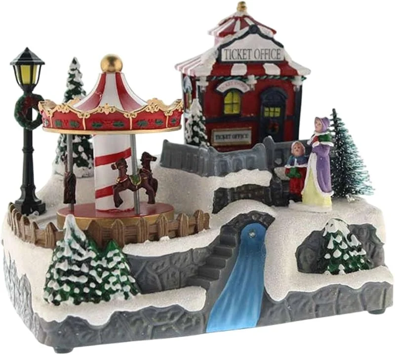 Visita la tienda de WELL HOME MOBILIARIO & DECORACIÓN Pueblo Navideño Decorativo con Rio en Movimiento, Luces LED y Música — Decoracion Navidad