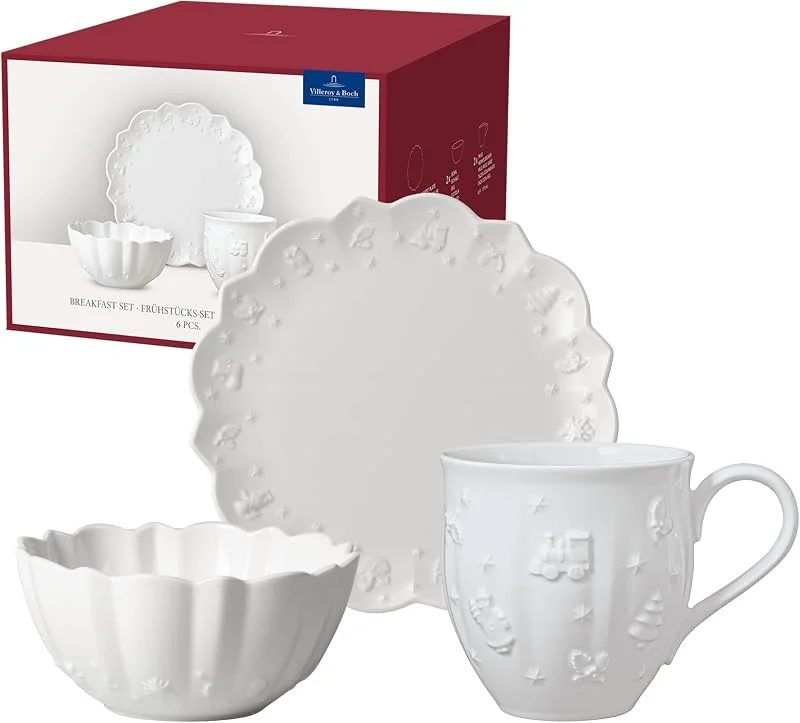 Villeroy & Boch – Toy's Delight Royal Classic set de desayuno, 6 piezas, platos de desayuno, tazones para cereales, tazas, porcelana de primera calidad, apto para lavavajillas y microondas — Adviento y mesa