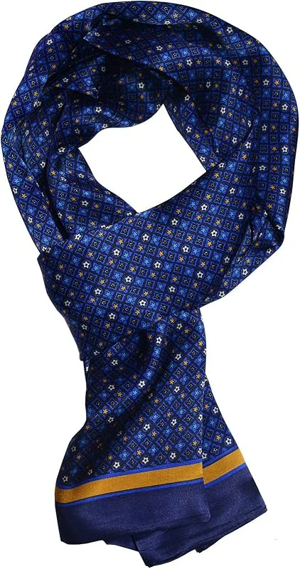 UK_Stone Bufanda de seda 100 % pura para hombre, diseño vintage de lunares, doble capa, para caballeros, Patrón de flores vintage #3 azul oscuro, Taille unique — Ropa Navidad