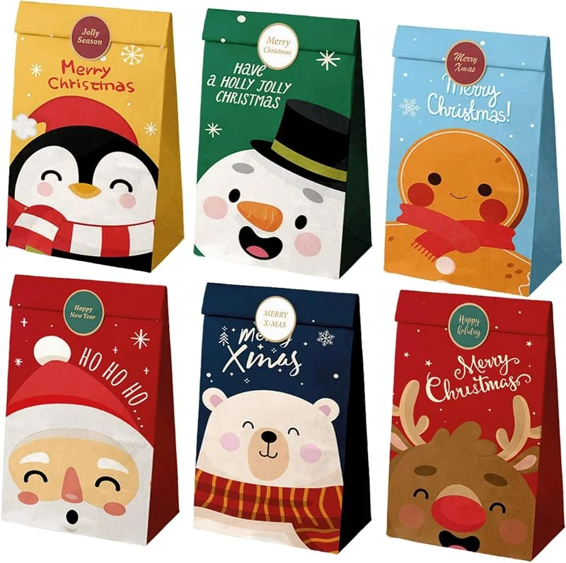 Visita la tienda de DOHE Dohe - Bolsas Regalos Navidad (12 uds.) - 12 Pegatinas para Cierre, Tamaño Pequeño 12x22 cm, 6 Diseños, Bolsas Rellenables para Fiestas, Cumpleaños, Chuches, Galletas, Dulces — Envoltorio regalo