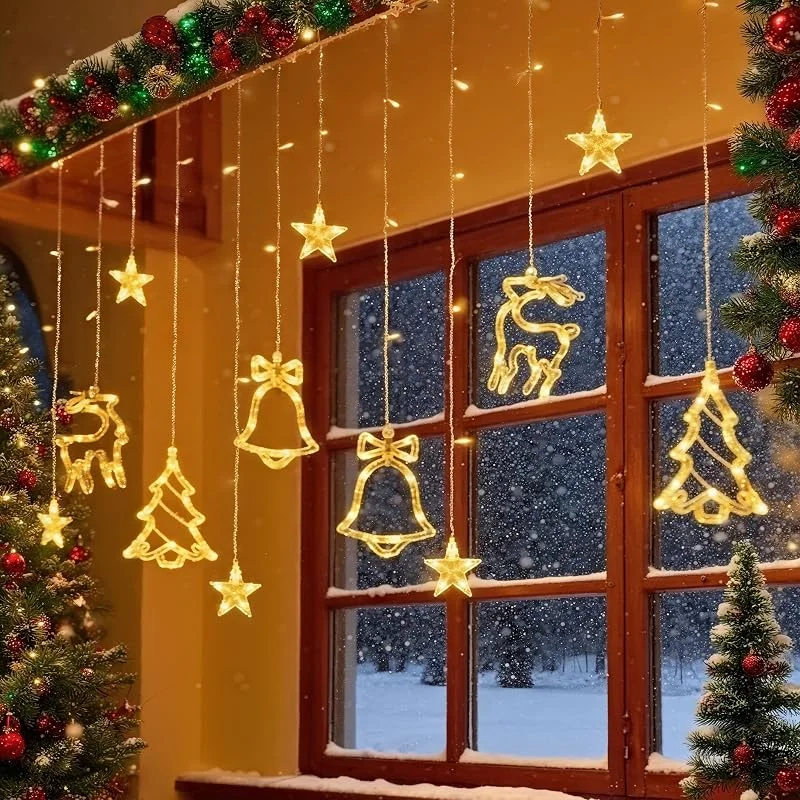 Visita la tienda de Loyyz Cortina Luces Navidad Exterior, 12 Estrella 138LED Cortina de Luces con 8 Modos, Luces Navidad Exterior IP44 Impermeable Decoración para Ventana, Bodas, Fiesta, Jardín — Decoracion Navidad