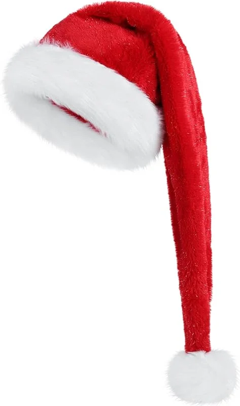 Visita la tienda de CITÉTOILE CITÉTOILE Gorro de Papá Noel de Terciopelo para Adultos, Gorro de Papá Noel de Seda brillante con para Hombres y Mujeres — Ropa Navidad