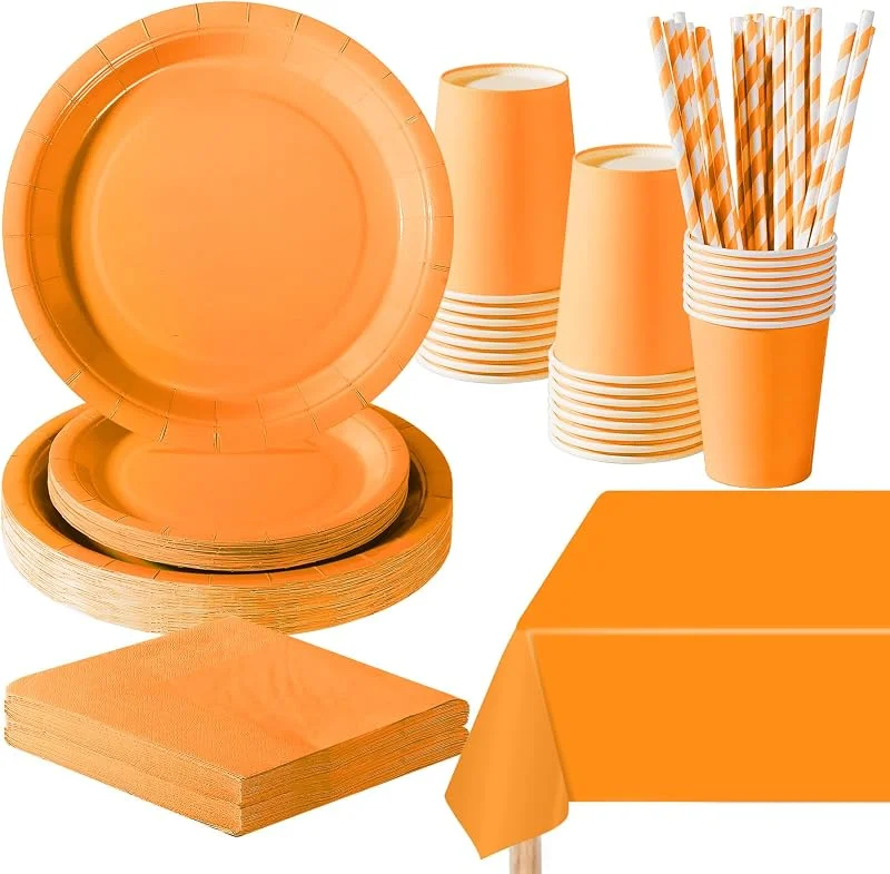 PYAILI Juego Vajilla Amarillo Mandarina Festiva para 24 Comensales — Adviento y mesa