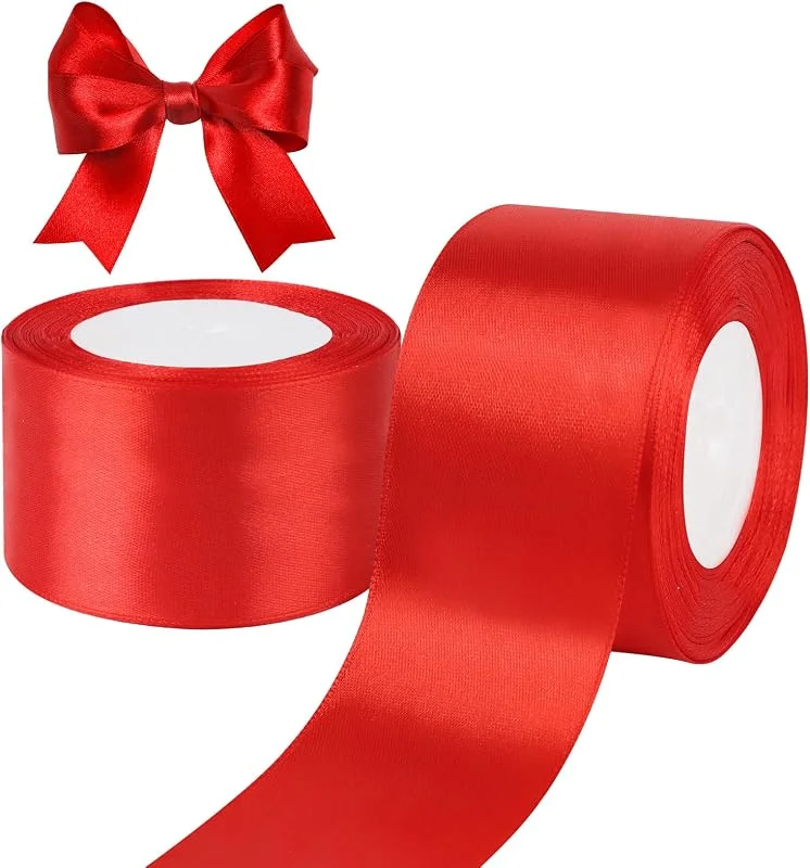Ixydor Cinta Rojo Ancha 50mm, 44 Metros Cinta Regalo, Cinta Navidad Rojo — Envoltorio regalo