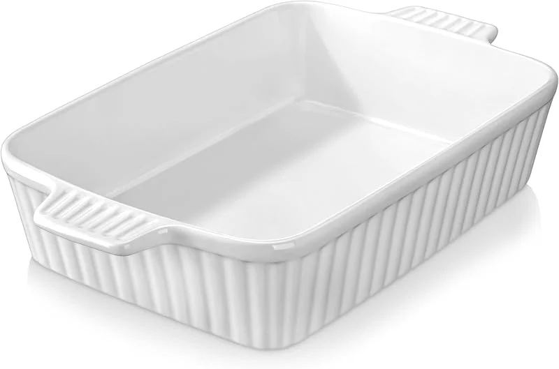 Visita la tienda de MALACASA MALACASA Bandeja Horno Rectangular de Porcelana 4200 ml, Blanco — Hogar y cocina