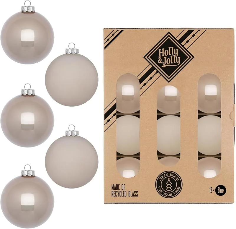 Holly & Jolly - Bolas de Navidad «Fine Alabaster», 12 Unidades — Decoracion Navidad