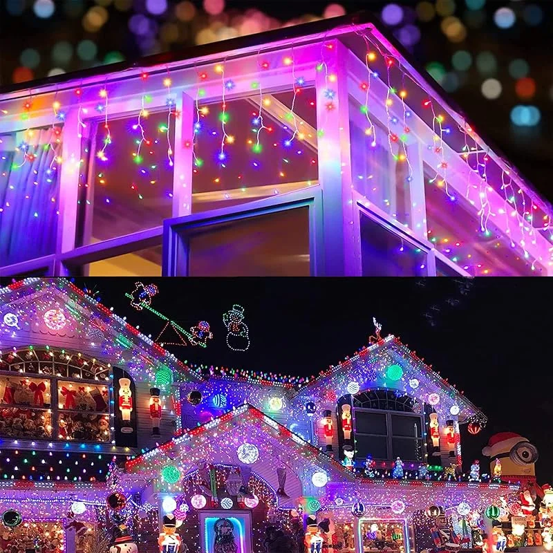 BrizLabs Guirnalda Luces Navidad Colores, 480 LED 19M Cortina de Luz Exterior Cadena Luces Impermeable 8 Modos Luces Navideñas Decoración para Interior Fiesta Casa Jardín Árbol Ventana Balcón