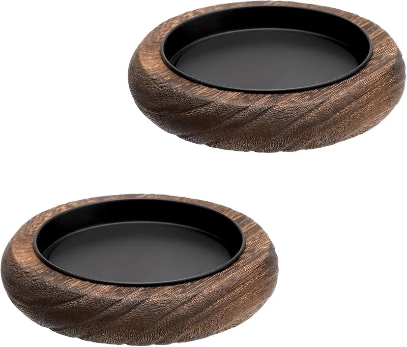 VOSSOT 2 Platos para Velas, Candelabros de Madera, Portavelas para Velas de Hasta 8 cm de Diámetro, Posavasos Redondos, Bandeja para Bodas, Decoración de Mesa y Salón — Cena a la luz de velas