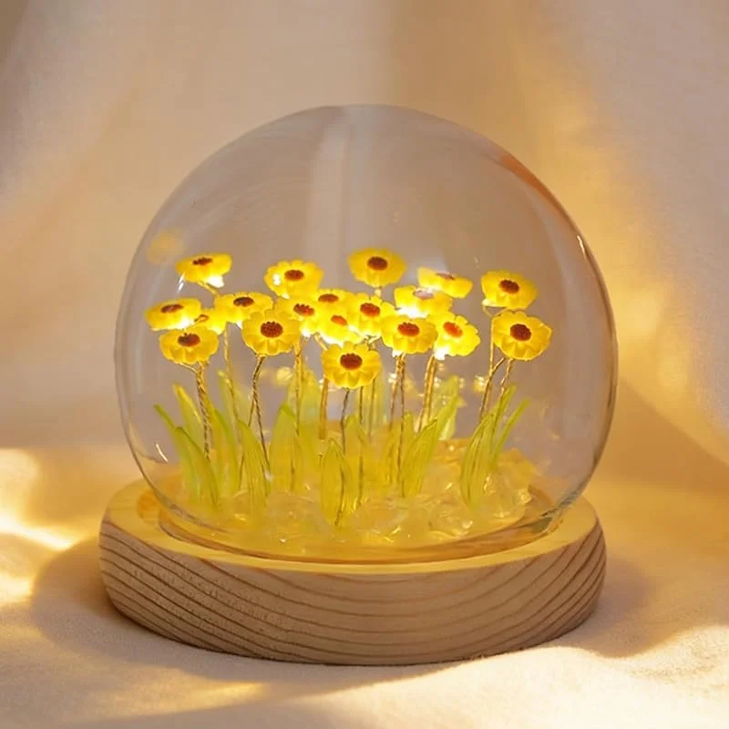 Visita la tienda de Richaa Bonita lámpara de girasol, girasoles, flores, luz nocturna, bonita decoración de dormitorio, regalos estéticos únicos para mujeres, funciona con pilas (no incluidas) — Cena a la luz de velas