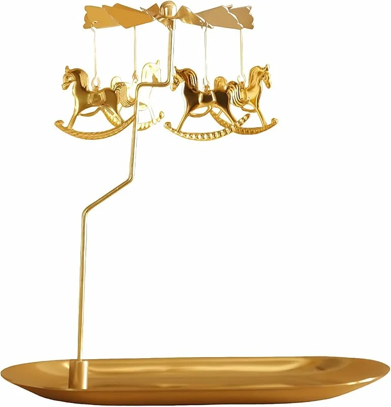 Manqyi Portavelas Giratorio con Bandeja, Candelabros Giratorios Dorados, Decoración de Mesa Navideña, San Valentín, Bodas, Fiestas, Decoración de Mesa, Decoración de Chimenea, Navidad — Cena a la luz de velas