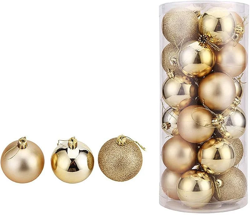 Visita la tienda de WAWJ 24PCS, Pack Bolas de Navidad Christmas Tree Pendant Ornaments Baubles Regalo de plástico Multicolor de Bola 4cm para decoración navideña de Navidad (Oro) — Decoracion Navidad