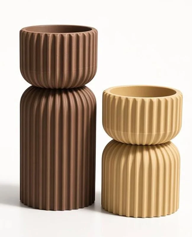 LABS. Set 2 Portavelas Decorativos Acanalados Boho, Pack Pequeño + Grande, Cavidad para Tealight 38mm, Centro Mesa Restaurante Hotel Eventos, Decoración Hogar y Regalo. (Desert) — Cena a la luz de velas