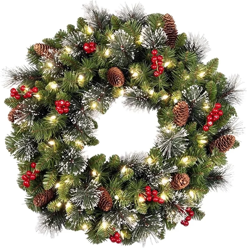 Generisch Corona de Navidad iluminada de 50, 8 cm para decoración de puerta de Navidad — Decoracion Navidad