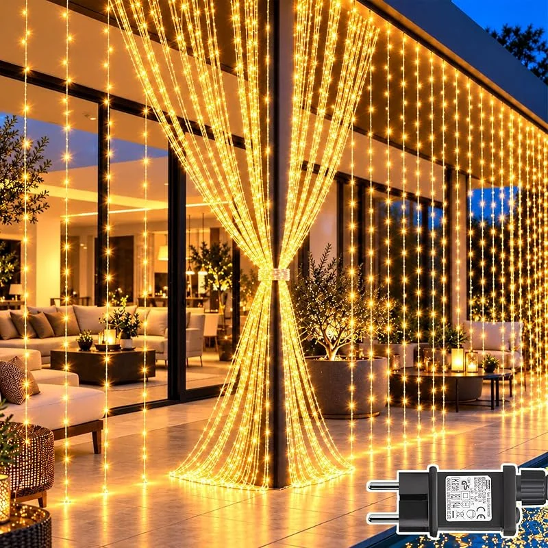 Visita la tienda de Dekofun Cortina de Luces con Enchufe, 6Mx3M 600LED Blanco Cáldo — Luces Navidad