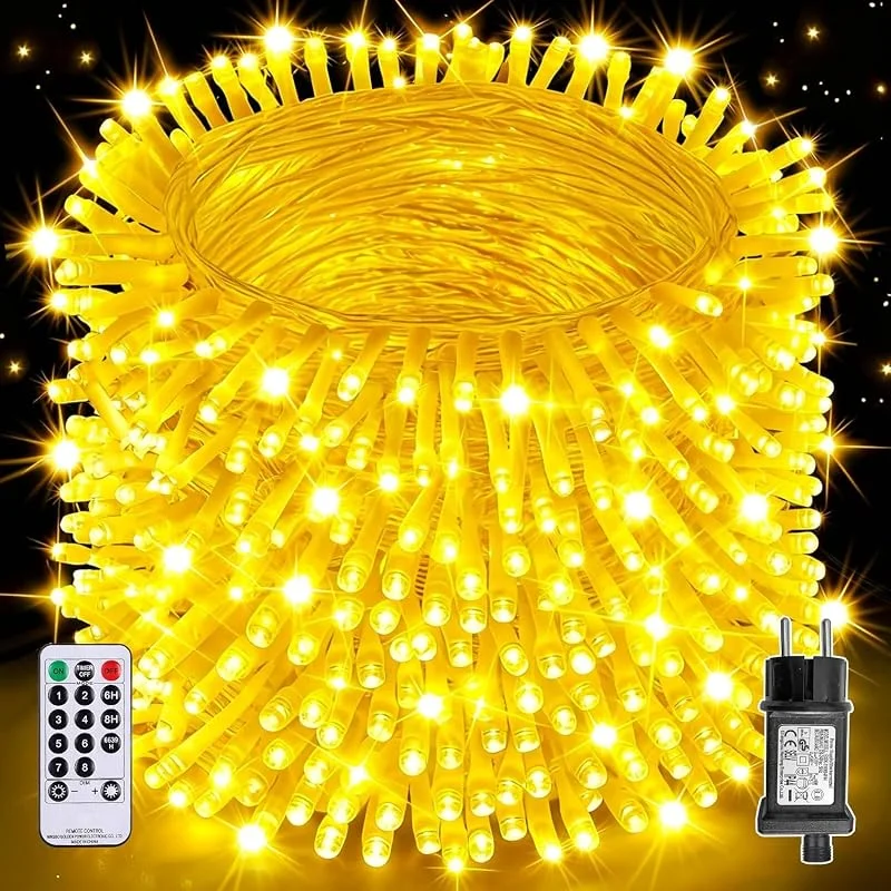 Auriostar Guirnalda Luz 60m 600LEDs, Luces Navidad Exterior IP44 Impermeable, 8 Modos Arbol Navidad Interior, Balcon, Habitacion, Fiestas, Boda