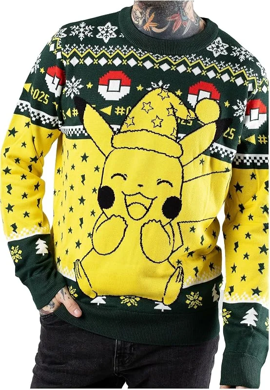 DIFUZED Jersey Marca Modelo Jersey Navidad Pikachu Pokemon — Ropa Navidad
