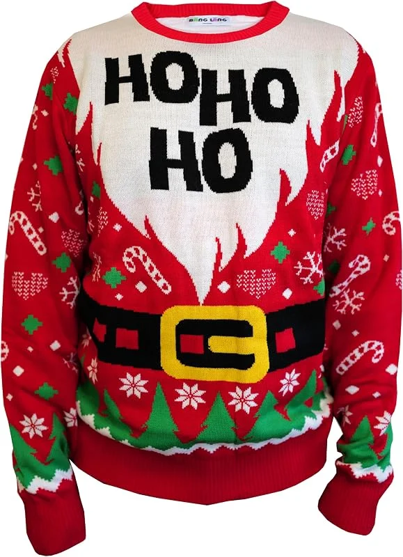 Bäng Läng Jersey navideño para hombre y mujer, Ugly Christmas Sweater de poliéster reciclado, suéter de Navidad unisex, diseñado en Baviera — Ropa Navidad