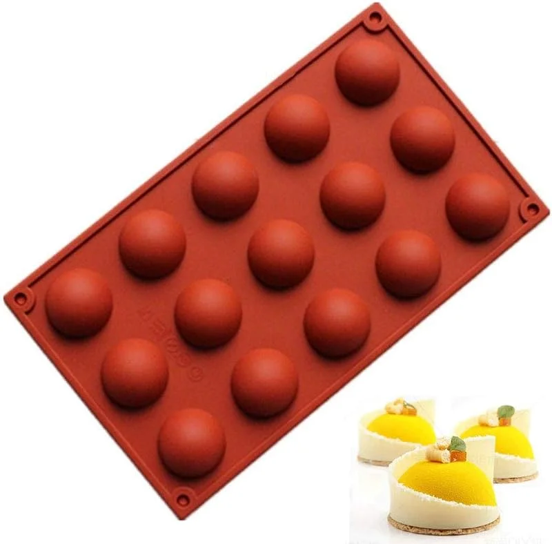 MKNZOME Molde de Silicona Semiesfera, MKNZOME 15 Agujeros Cúpula Semicircular Molde Para Hornear de Silicona Cada Celular Diámetro 3.8cm — Hogar y cocina