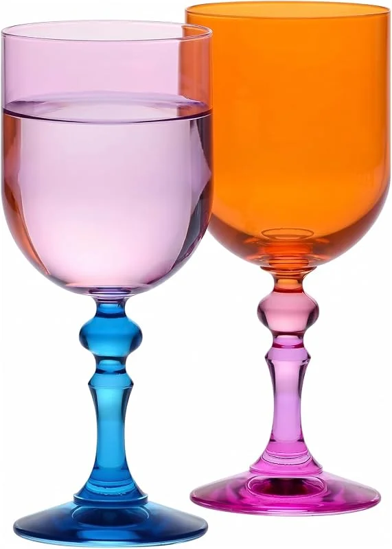 Visita la tienda de Krosno Krosno Copas de Vino Rosa-Naranja, Juego de 2, 300 ml, Colección Bubble — Vino y mesa festiva