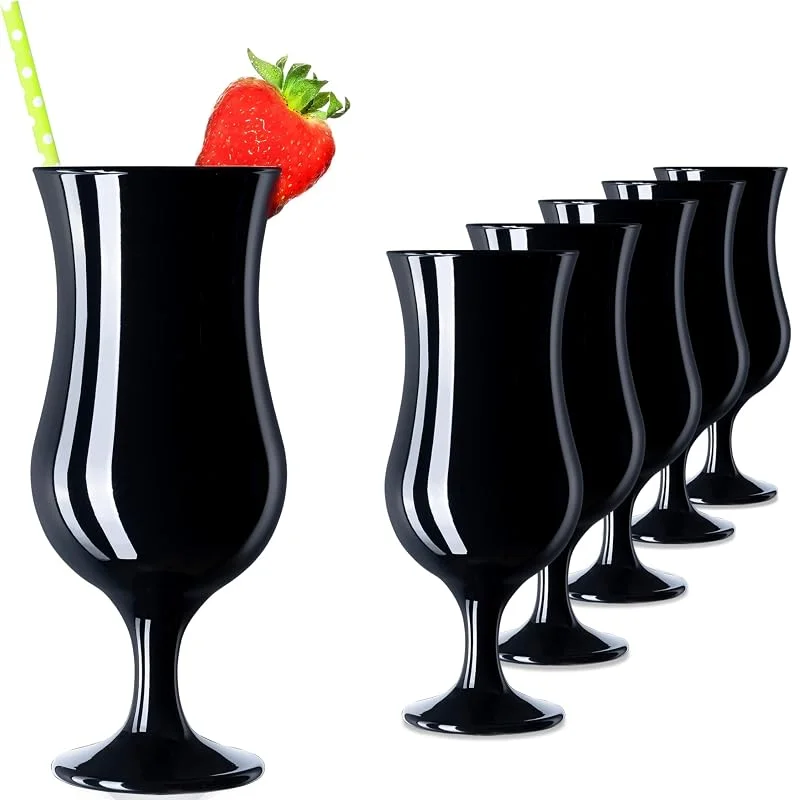 Visita la tienda de PLATINUX PLATINUX Vasos de cóctel negros de 470 ml, de cristal, juego de 6 vasos largos, para fiestas, grandes — Vino y mesa festiva