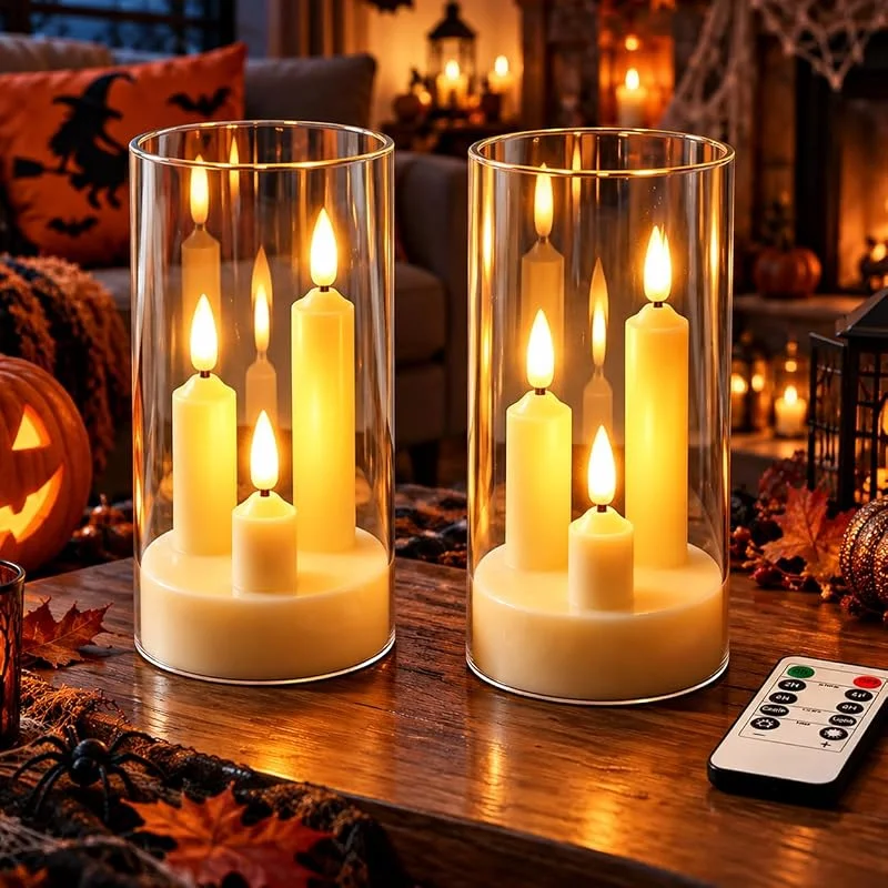 Visita la tienda de Da by 2 Velas LED de Vara con 3 Núcleos, Carcasa de Acrílico Transparente, Velas Sin Llama con Mando a Distancia, Efecto de Llama Realista, Funciona con Pilas para Decoración de Hogar, Navidad y Bodas — Adviento y mesa