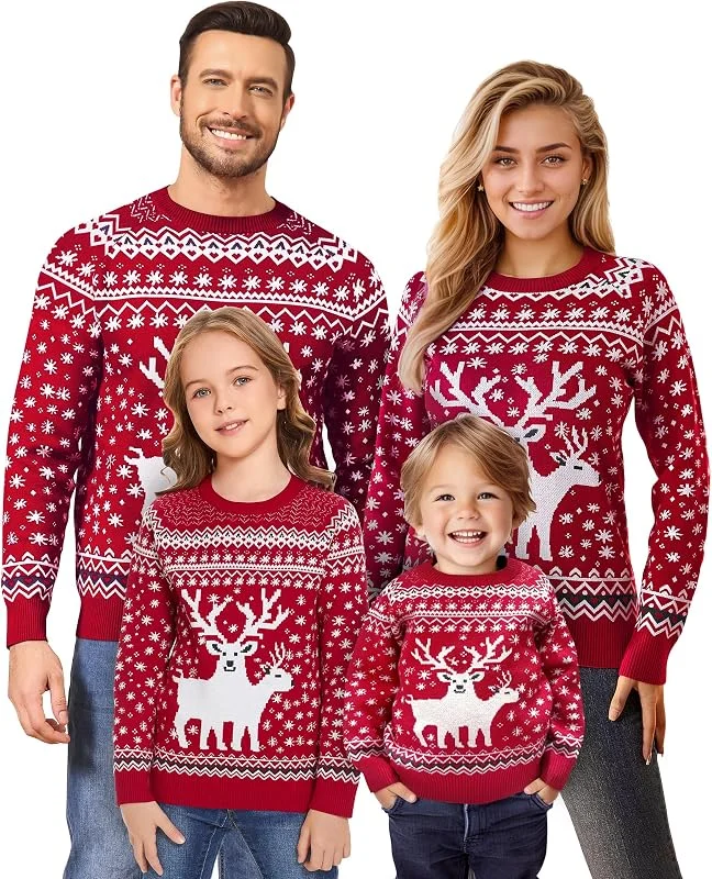 Namatime Suéter navideño Divertido, para Hombre y Mujer, con Cuello Redondo, Unisex, para la Familia, para Hombre, Rojo, M — Ropa Navidad